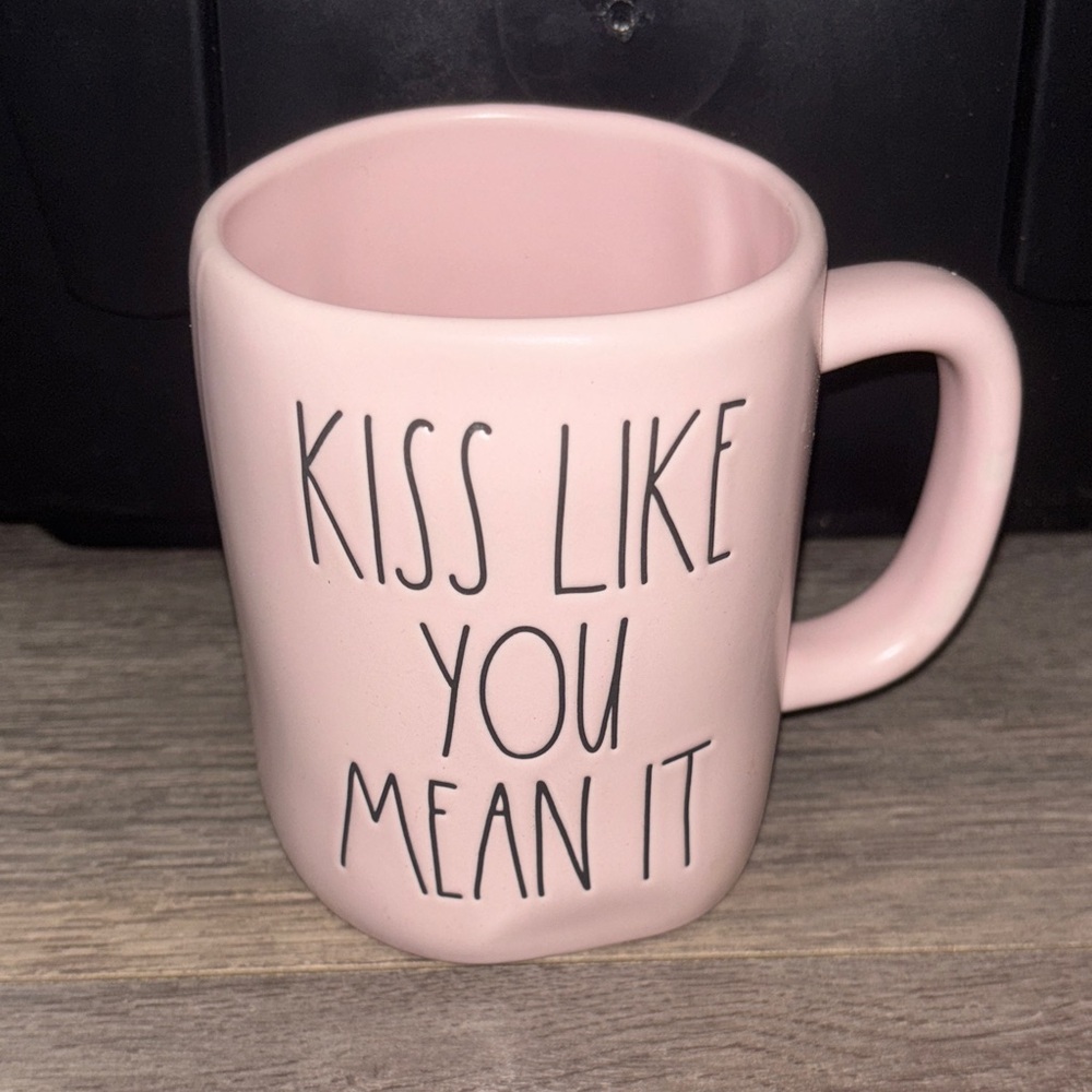 Rae Dunn Valentine- Kiss like you mean it Pink Ceramic Mug
